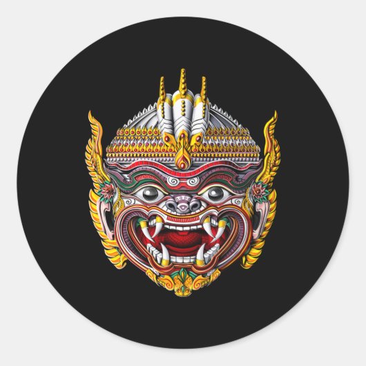 Cambodjaanse Khmer Hanuman Reamker traditionele da Ronde Sticker (Voorkant)