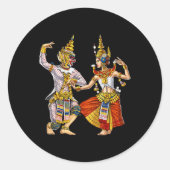 Cambodjaanse Khmer traditionele dans Apsara Cambod Ronde Sticker (Voorkant)