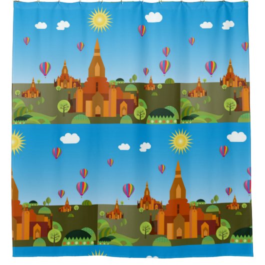 Cambodjaanse tempels douchegordijn (Voorkant)