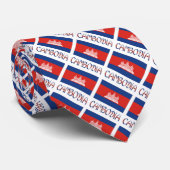 Cambodjaanse vlag betegelde blauwe personalisatie stropdas (Opgerold)