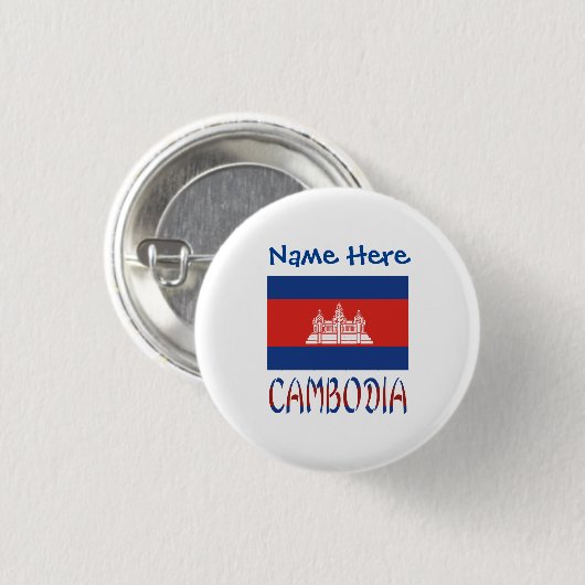 Cambodjaanse vlag Blauw gepersonaliseerd Ronde Button 3,2 Cm (Voorkant /achterkant)