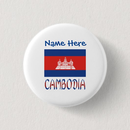 Cambodjaanse vlag Blauw gepersonaliseerd Ronde Button 3,2 Cm (Voorkant)
