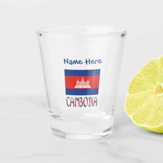 Cambodjaanse vlag Blauw gepersonaliseerd Shot Glas (Voorkant)