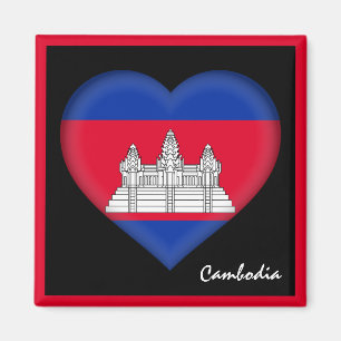 Cambodjaanse vlag en Cambodjaanse hartvakantie/spo Magneet