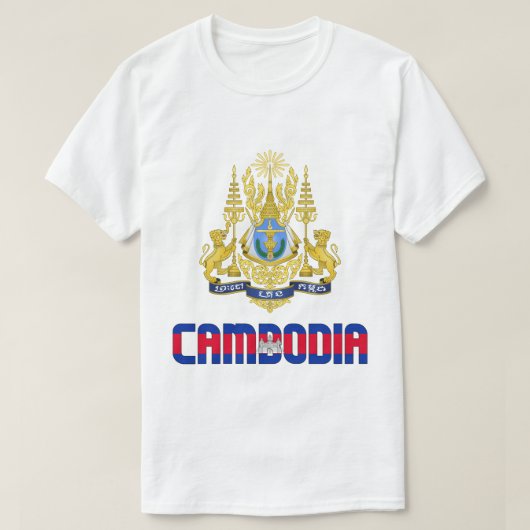 Cambodjaanse vlag en wapenschild t-shirt (Design voorkant)