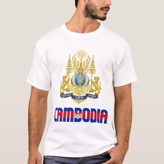 Cambodjaanse vlag en wapenschild t-shirt (Voorkant)
