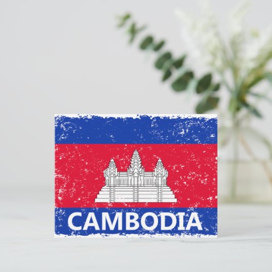 Cambodjaanse vlag feestdagenkaart (Staand voorkant)