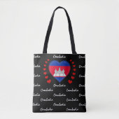 Cambodjaanse vlag, Heart Cambodian Flag mode/sport Tote Bag (Voorkant)