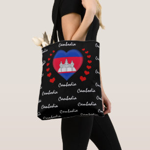 Cambodjaanse vlag, Heart Cambodian Flag mode/sport Tote Bag