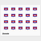 Cambodjaanse vlag met naam in Cambodjaans Ronde Sticker (Vel)