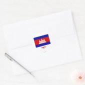 Cambodjaanse vlag met naam in Cambodjaans Ronde Sticker (Envelop)