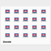 Cambodjaanse vlag ronde sticker (Vel)