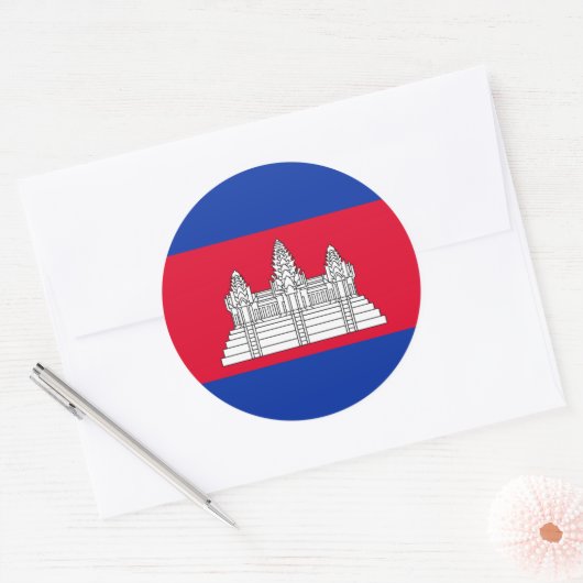 Cambodjaanse vlag ronde sticker (Envelop)