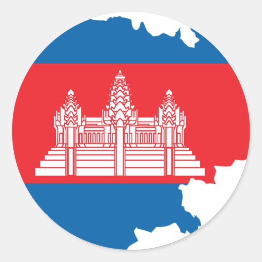 Cambodjaanse vlag ronde sticker (Voorkant)