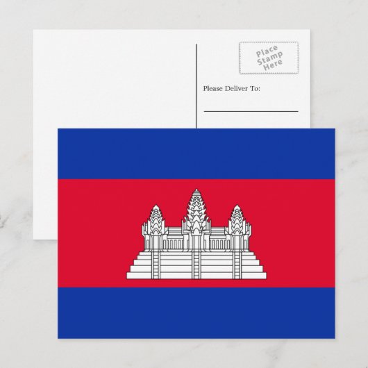 Cambodjaanse vlag, vlag van Cambodja Briefkaart (Voorkant / Achterkant)