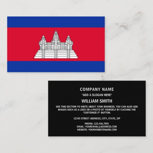 Cambodjaanse vlag, vlag van Cambodja Visitekaartje (Voorkant / Achterkant)