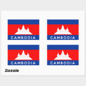 cambodjakland vlag naam rechthoekige sticker (Vel)