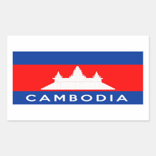 cambodjakland vlag naam rechthoekige sticker