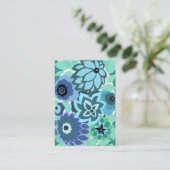 CAMBRIA, ART DECO FLORALS: TRENDY TURQUOISE VISITEKAARTJE (Staand voorkant)