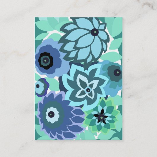 CAMBRIA, ART DECO FLORALS: TRENDY TURQUOISE VISITEKAARTJE (Voorkant)