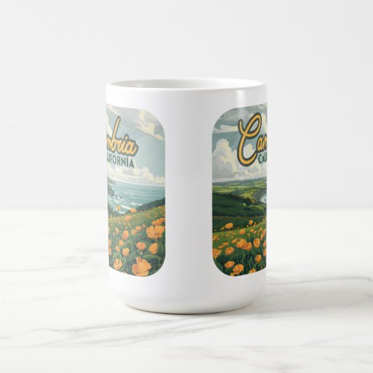 Cambria California Poppies Bloemen Pacifische kust Koffiemok (Center)