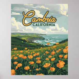 Cambria California Poppies Bloemen Pacifische kust Poster