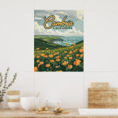 Cambria California Poppies Bloemen Pacifische kust Poster (Keuken)