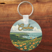 Cambria California Poppies Bloemen Pacifische kust Sleutelhanger (Voorkant)