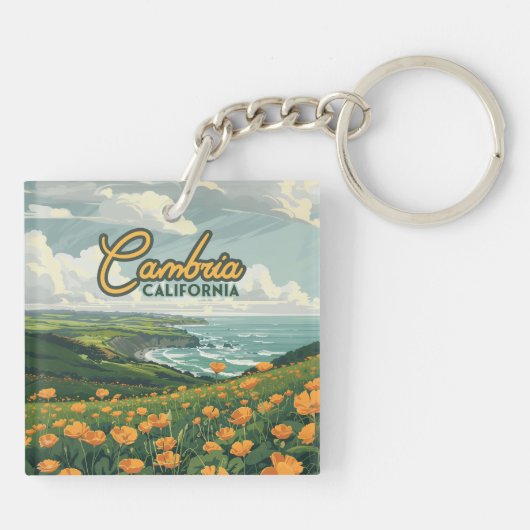 Cambria California Poppies Bloemen Pacifische kust Sleutelhanger (Achterkant)