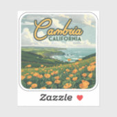 Cambria California Poppies Bloemen Pacifische kust Sticker (Vel)