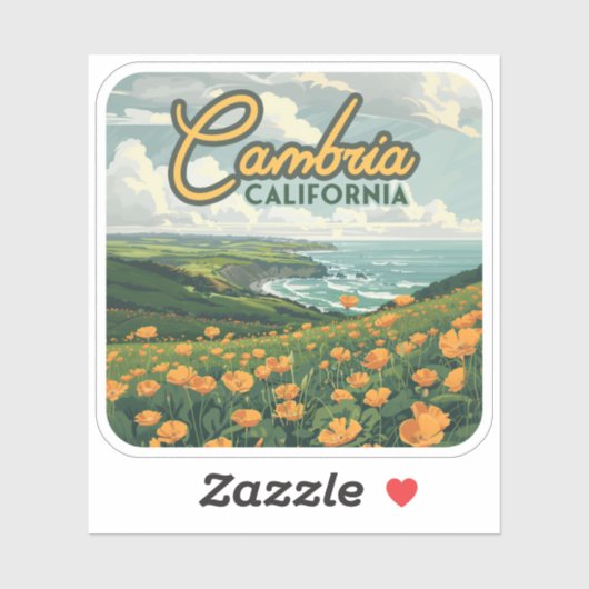Cambria California Poppies Bloemen Pacifische kust Sticker (Vel)