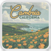 Cambria California Poppies Bloemen Pacifische kust Sticker (Voorkant)