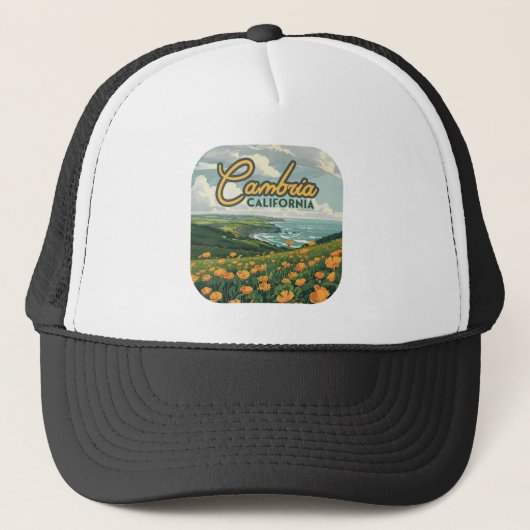 Cambria California Poppies Bloemen Pacifische kust Trucker Pet (Voorkant)