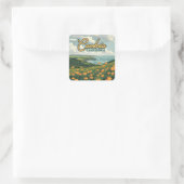 Cambria California Poppies Bloemen Pacifische kust Vierkante Sticker (Tas)