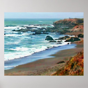 Cambria California Shoreline in de Herfst Poster
