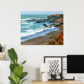 Cambria California Shoreline in de Herfst Poster (Thuiskantoor)
