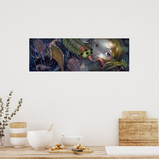Cambrian Mermaid ART PRINT pop surrealistische fan (Keuken)
