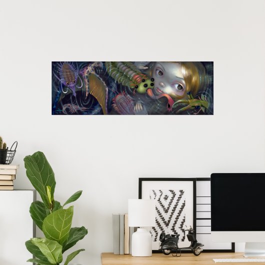 Cambrian Mermaid ART PRINT pop surrealistische fan (Thuiskantoor)