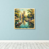 Cambridge Engeland Hogeschool Rivier Uitgerekte Ca Canvas Afdruk (Insitu (Houten vloer))