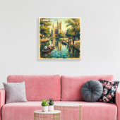 Cambridge Engeland Hogeschool Rivier Uitgerekte Ca Canvas Afdruk (Insitu (Woonkamer))