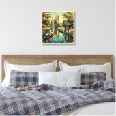 Cambridge Engeland Hogeschool Rivier Uitgerekte Ca Canvas Afdruk (Insitu (Slaapkamer))