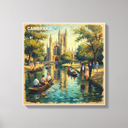Cambridge Engeland Hogeschool Rivier Uitgerekte Ca Canvas Afdruk (Voorkant)