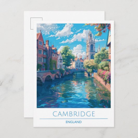 Cambridge Engeland Kunst Vintage Reizen Briefkaart (Voorkant / Achterkant)