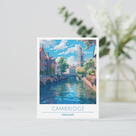 Cambridge Engeland Kunst Vintage Reizen Briefkaart (Staand voorkant)