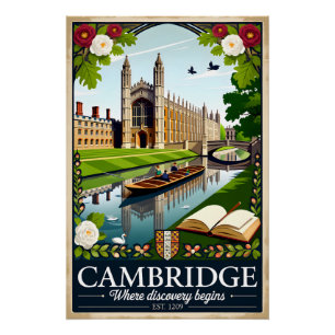 Cambridge Engeland Retro Reisposter Kunst Perfect Poster