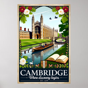 Cambridge Engeland Retro Reisposter Kunst Poster