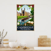 Cambridge Engeland Retro Reisposter Kunst Poster (Keuken)
