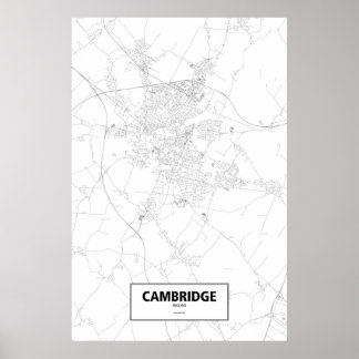 Cambridge, Engeland (zwart op wit) Poster