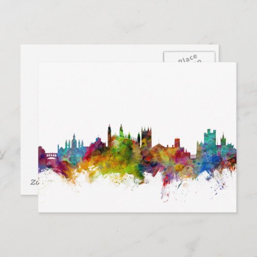 Cambridge England Skyline Briefkaart (Voorkant / Achterkant)