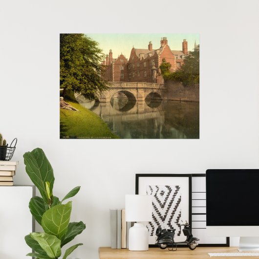  Cambridge England, St. Johns Bridge Poster (Thuiskantoor)